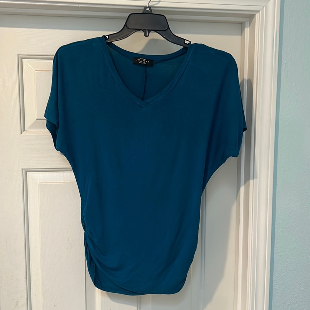 Johnny size small. V neck. Soft! Beautiful deep teal.